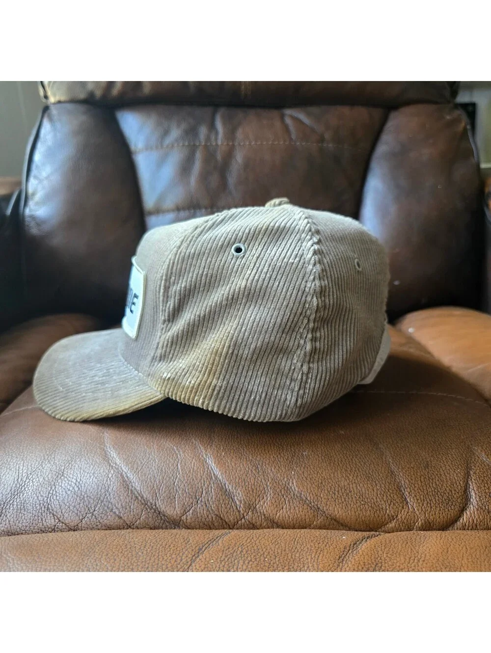 Bridgestone Tires Patch Corduroy Snapback Trucker Hat grey/brown As-Is